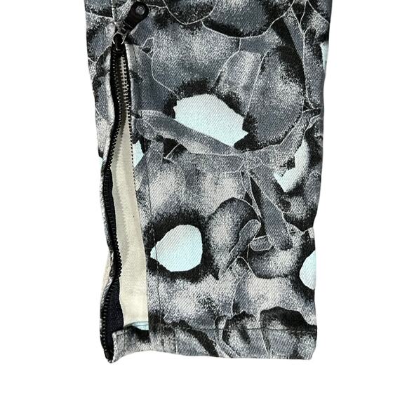 Kenzo Gray Black Blue Iridescent Floral Zip Ankle Stretch Skinny Jeans Sz 38 / 8 - Picture 12 of 12